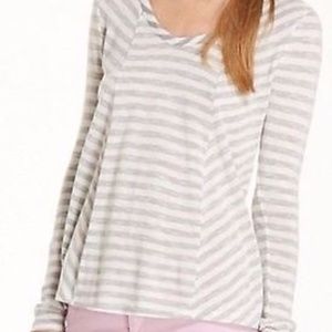 Anthropologie Saturday Sunday Double Stripe Dolman Long Sleeve Shirt Grey L